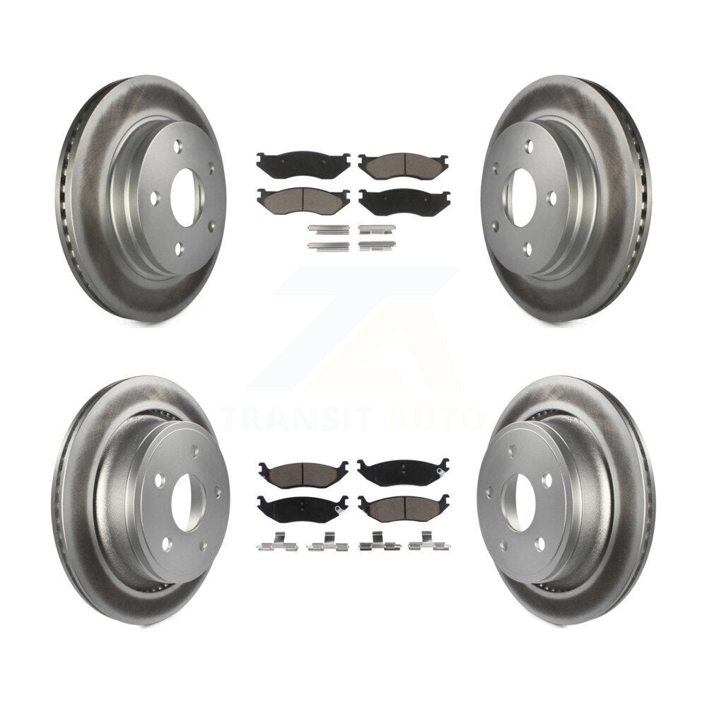 Front Rear Coated Disc Brake Rotors And Ceramic Pads Kit For Dodge Ram 1500