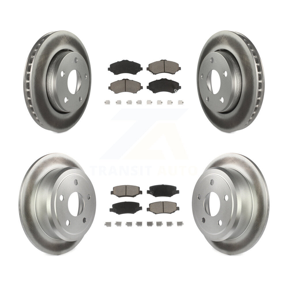 Front Rear Coated Disc Brake Rotors And Ceramic Pads Kit For Jeep Wrangler JK