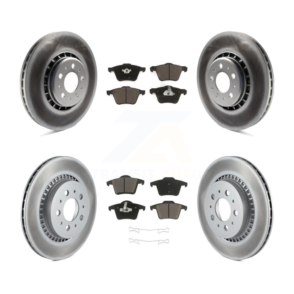 Front Rear Coated Disc Brake Rotors And Ceramic Pads Kit For Volvo XC90