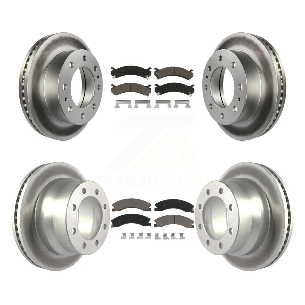 Front Rear Coat Disc Brake Rotors Ceramic Pad Kit For Chevrolet Express 4500 GMC