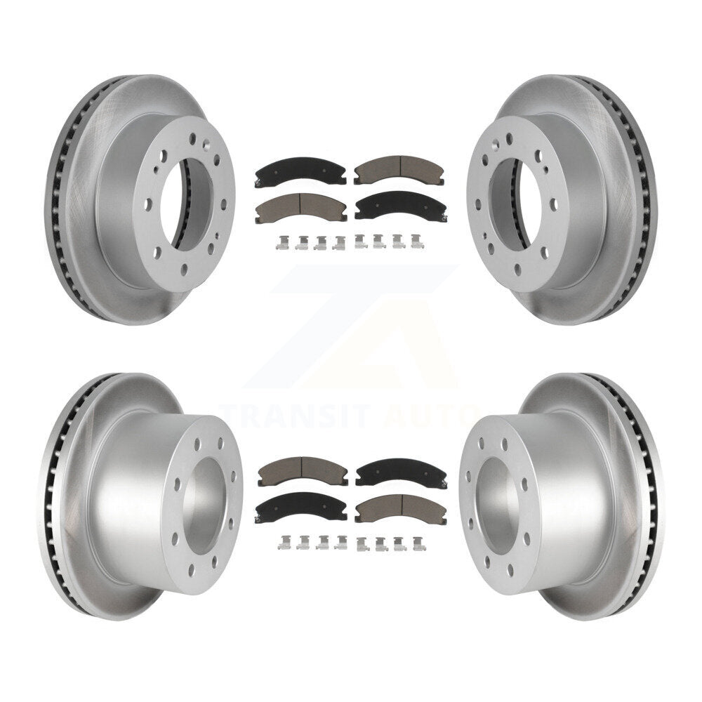 Front Rear Coat Brake Rotors Ceramic Pad Kit For Chevrolet Silverado 3500 HD GMC