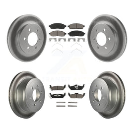 Front Rear Coated Brake Rotor Ceramic Pad Kit For Ford F-150 Lincoln Mark LT 4WD