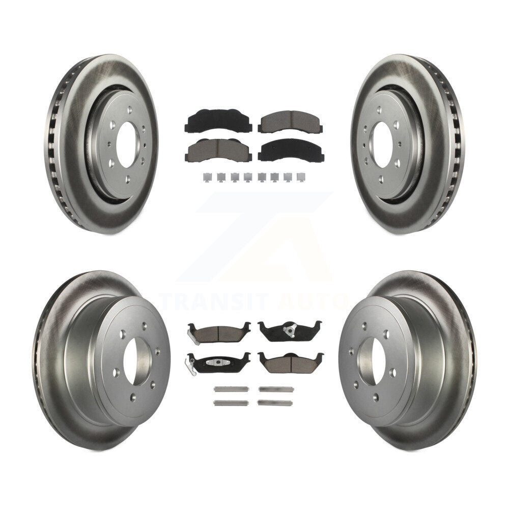 Front Rear Coated Brake Rotor & Ceramic Pad Kit For Ford F-150 With 6 Lug Wheels