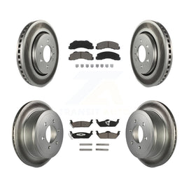 Front Rear Coated Brake Rotor & Ceramic Pad Kit For Ford F-150 With 6 Lug Wheels