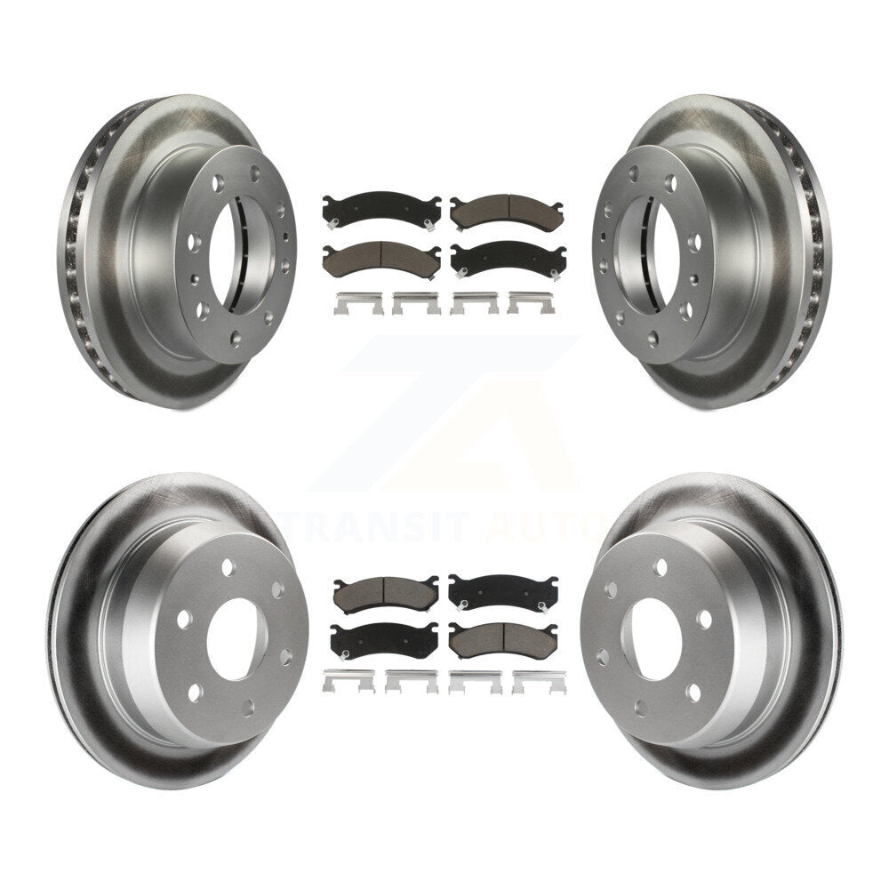 Front Rear Coat Brake Rotors Ceramic Pad Kit For Chevrolet Silverado 2500 HD GMC