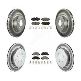 Front Rear Coated Disc Brake Rotors & Ceramic Pad Kit For Land Rover Range Sport