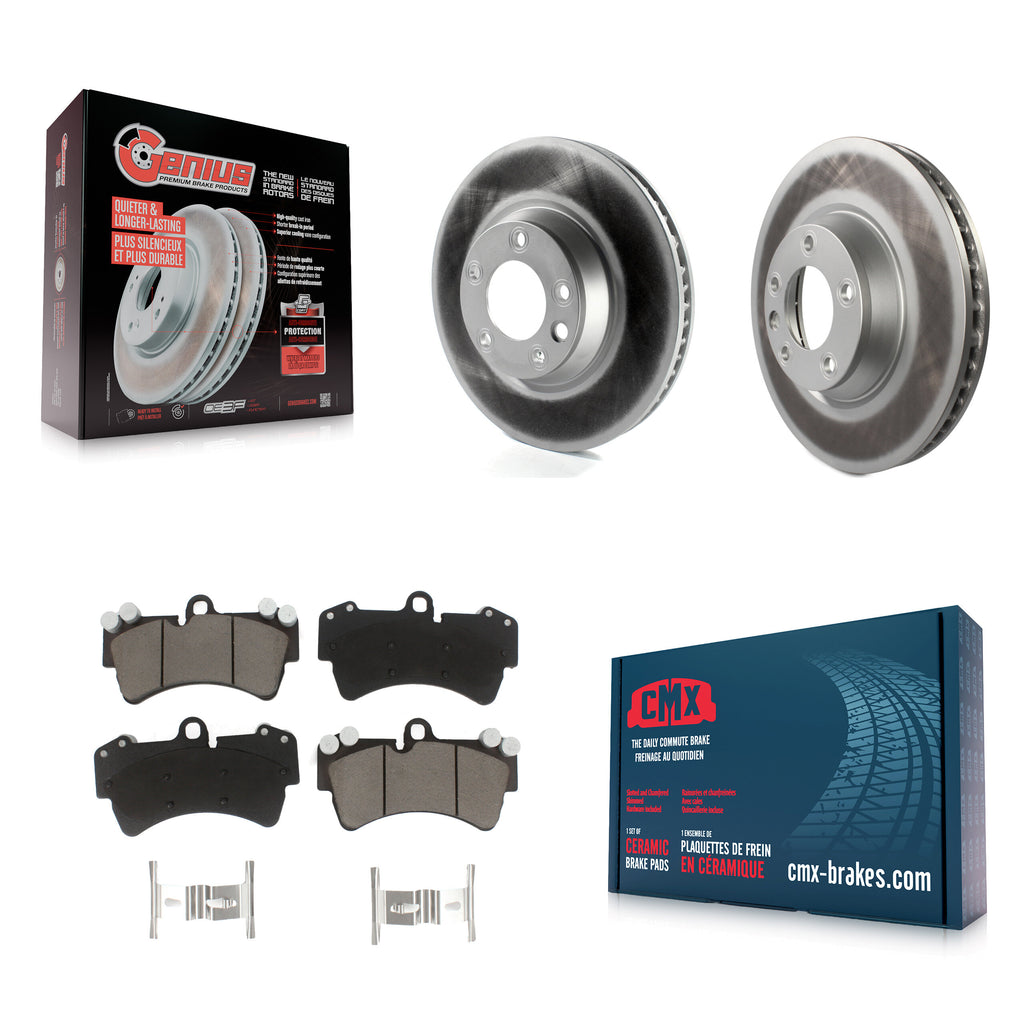 Front Coated Brake Rotors Ceramic Pad Kit For Audi Q7 Porsche Cayenne Volkswagen