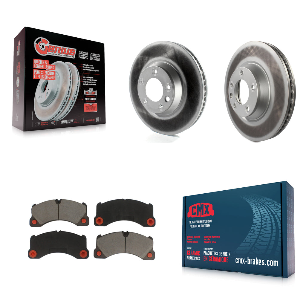 Front Coated Disc Brake Rotors And Ceramic Pads Kit For Porsche Cayenne
