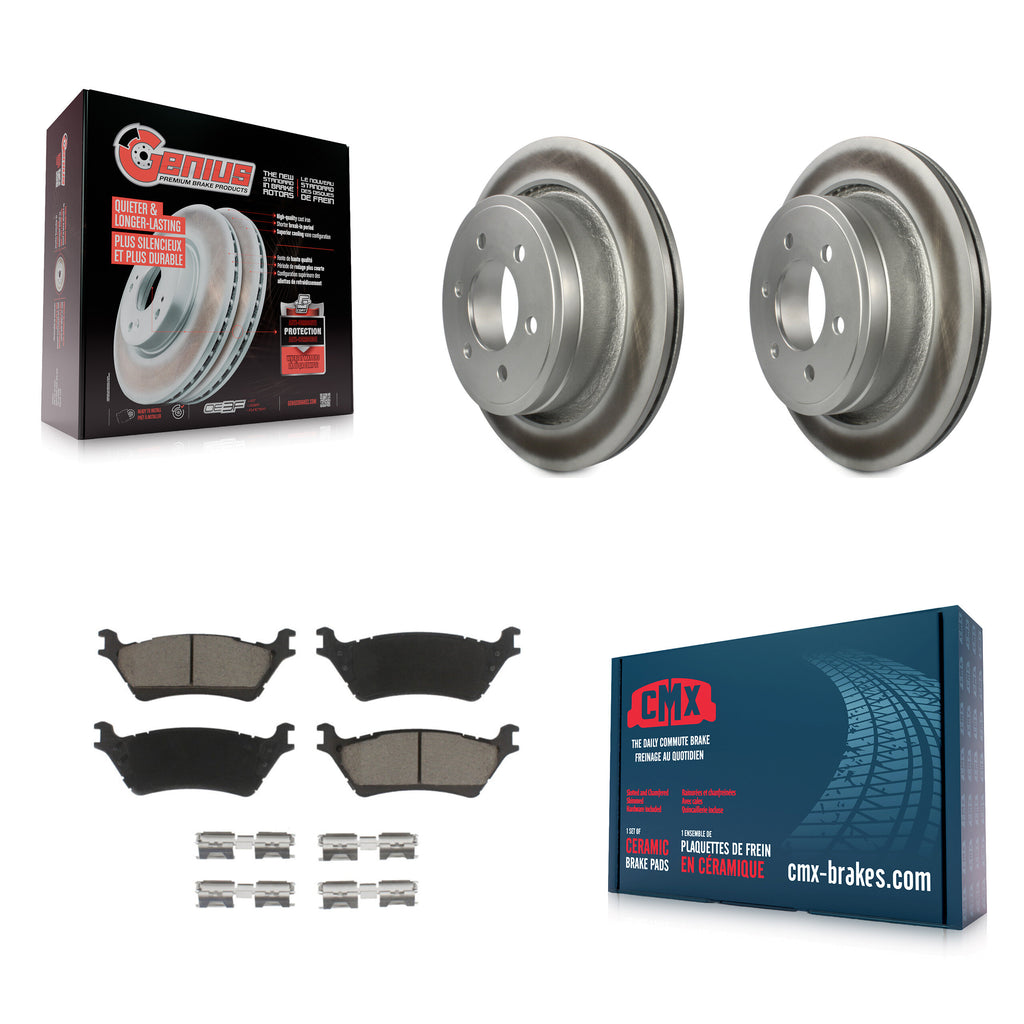 Rear Coated Disc Brake Rotors And Ceramic Pads Kit For Ford F-150