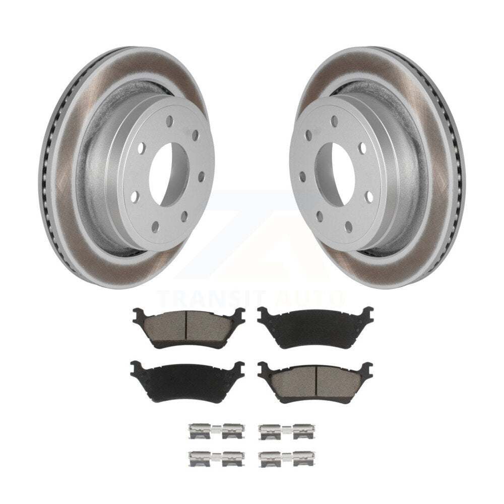 Rear Coat Brake Rotor Ceramic Pad Kit For 2012-2014 Ford F-150 With 7 Lug Wheels