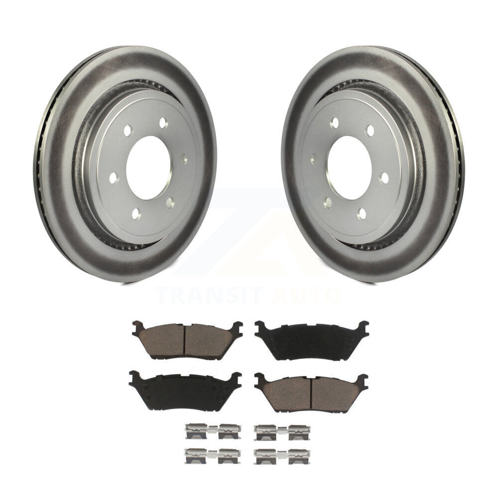 Rear Coat Brake Rotor Ceramic Pad Kit For Ford F-150 With Electric Parking