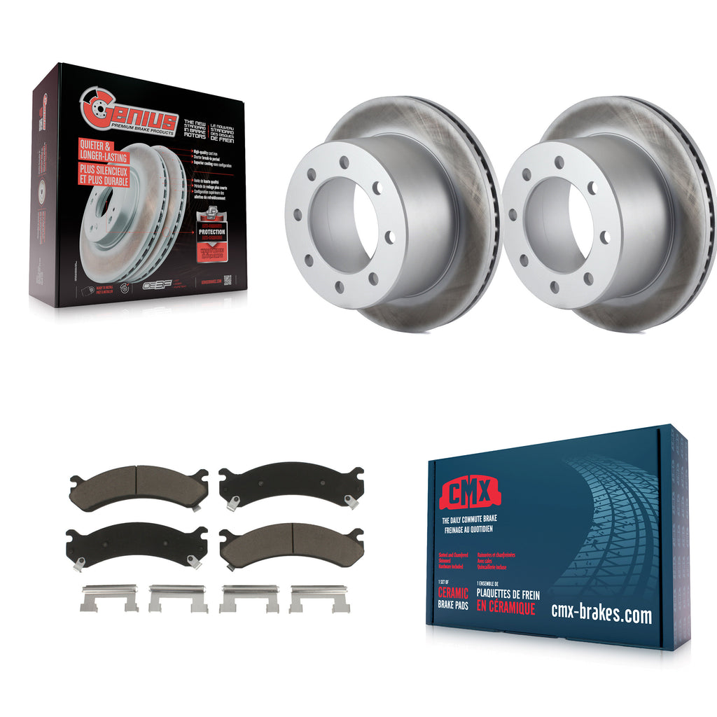 Rear Coat Brake Rotor Ceramic Pad Kit For Chevrolet Silverado 3500 HD GMC Sierra