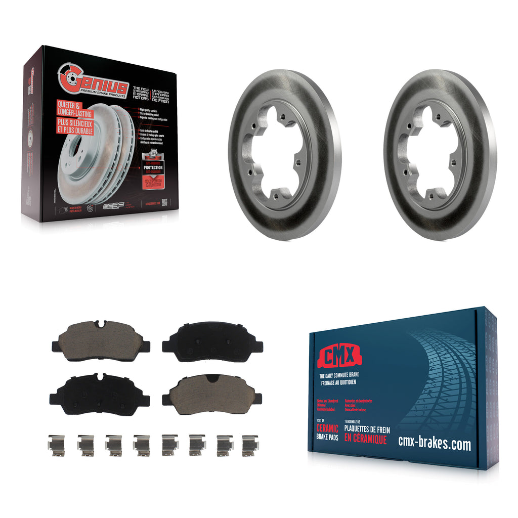 Rear Coated Disc Brake Rotor Ceramic Pad Kit For Ford Transit-250 Transit-350 HD