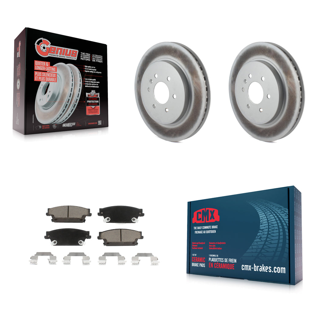 Rear Coated Disc Brake Rotors And Ceramic Pads Kit For Cadillac SRX
