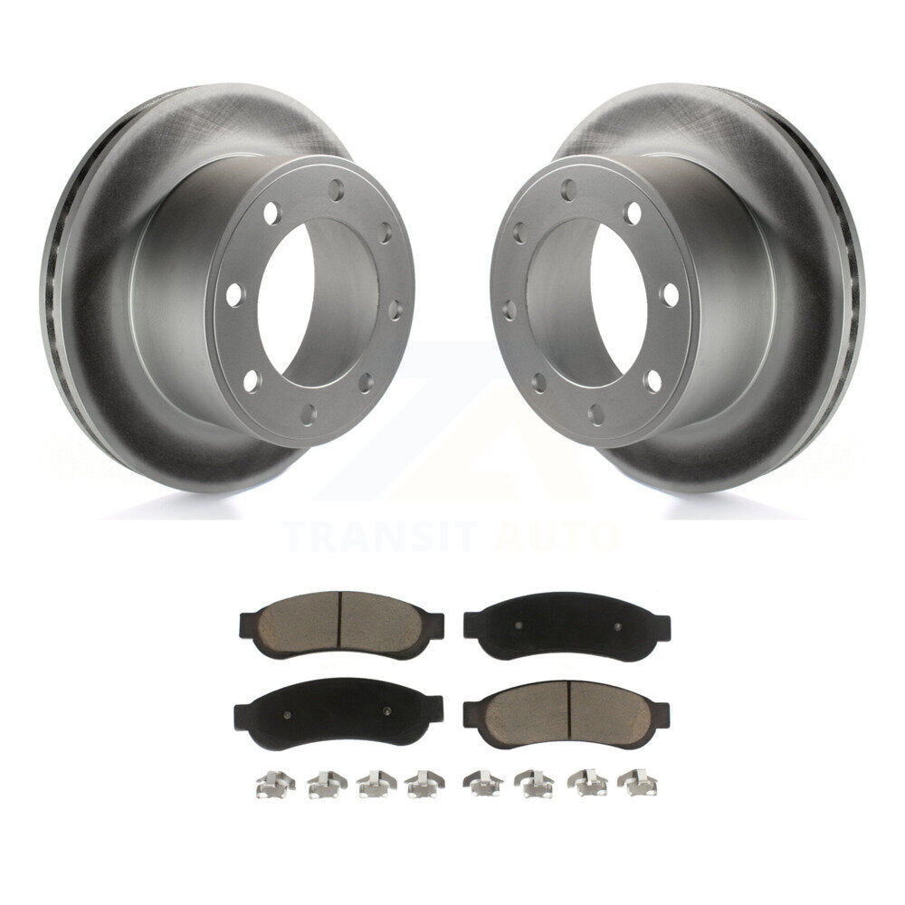 Rear Coated Disc Brake Rotor And Ceramic Pad Kit For Ford F-250 Super Duty F-350