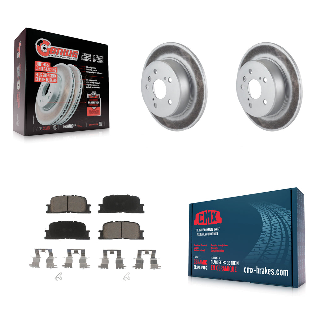 [Rear] 2001-2003 Toyota Highlander AWD Premium Coated Rotors & Ceramic Pads Brake Kit For Max Braking