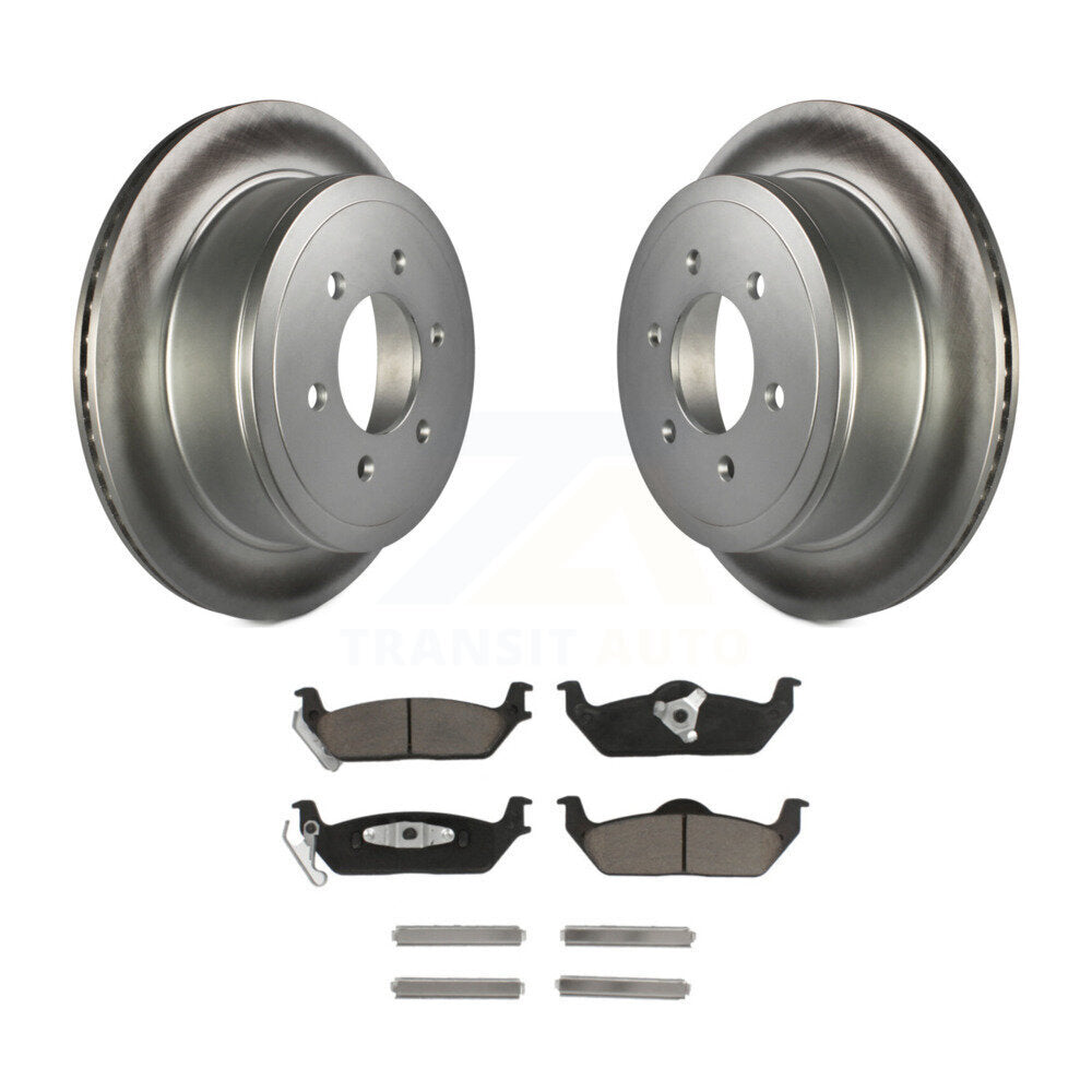 Rear Coated Disc Brake Rotors And Ceramic Pad Kit For Ford F-150 Lincoln Mark LT