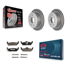 Rear Coated Disc Brake Rotors And Ceramic Pad Kit For Ford F-150 Lincoln Mark LT