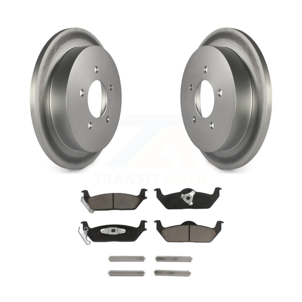 Rear Coated Disc Brake Rotors And Ceramic Pads Kit For Ford F-150