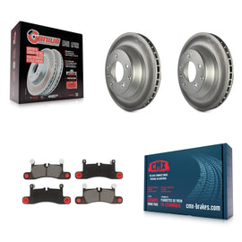 Rear Coated Brake Rotor & Ceramic Pad Kit For Porsche Cayenne Volkswagen Touareg