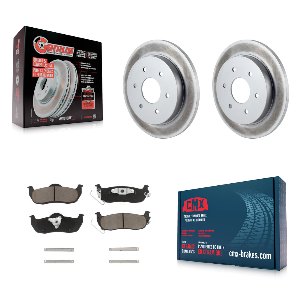 Rear Coat Disc Brake Rotor Ceramic Pad Kit For Nissan Titan Armada INFINITI QX56