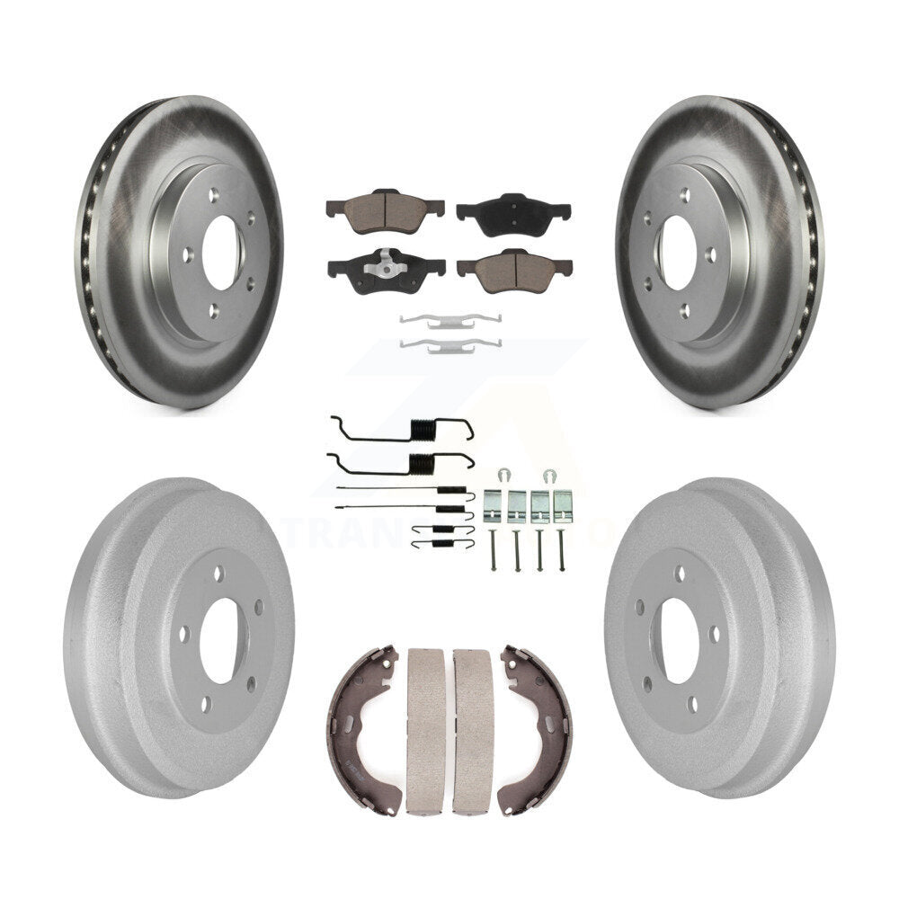 Front Rear Coated Brake Rotor Ceramic Pad Drum Kit (7Pc) For Ford Escape Mercury
