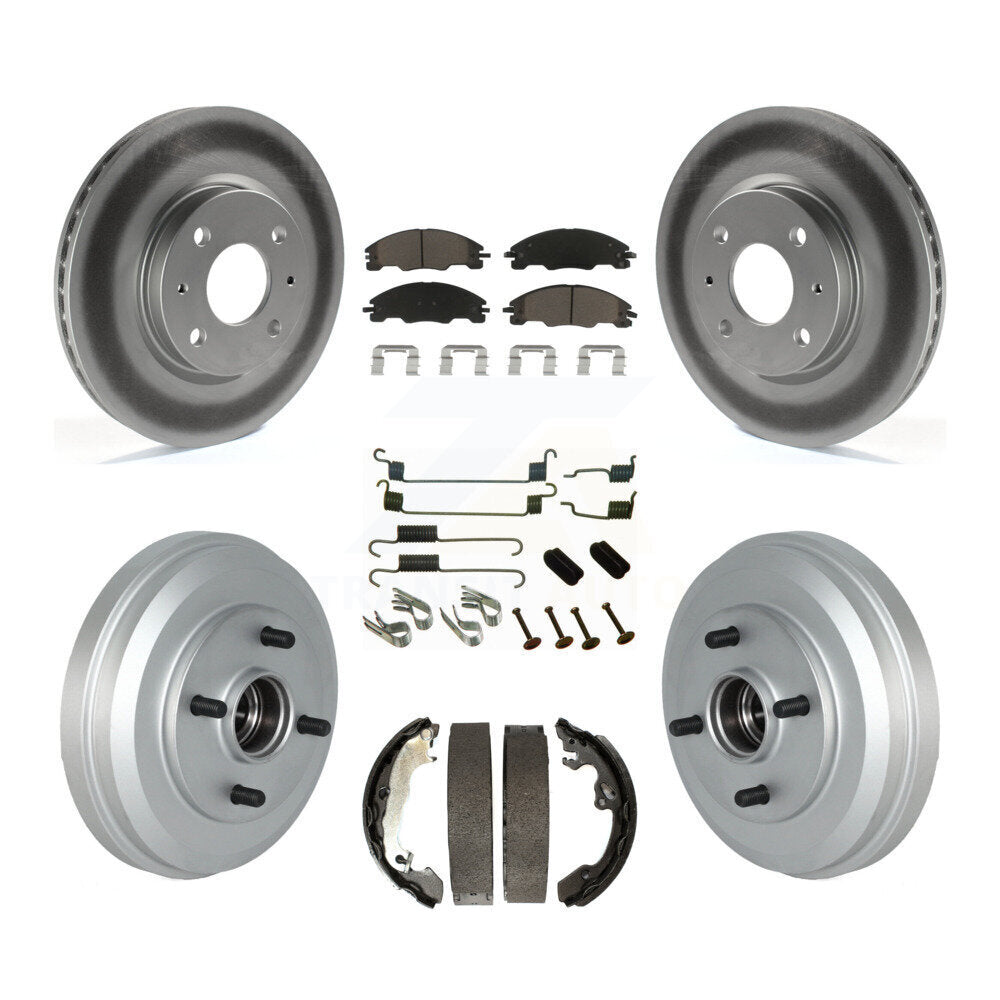 [Front+Rear] 09-11 Ford Focus Coated Rotor Drum Brake Kit & Ceramic Pads For Max Braking