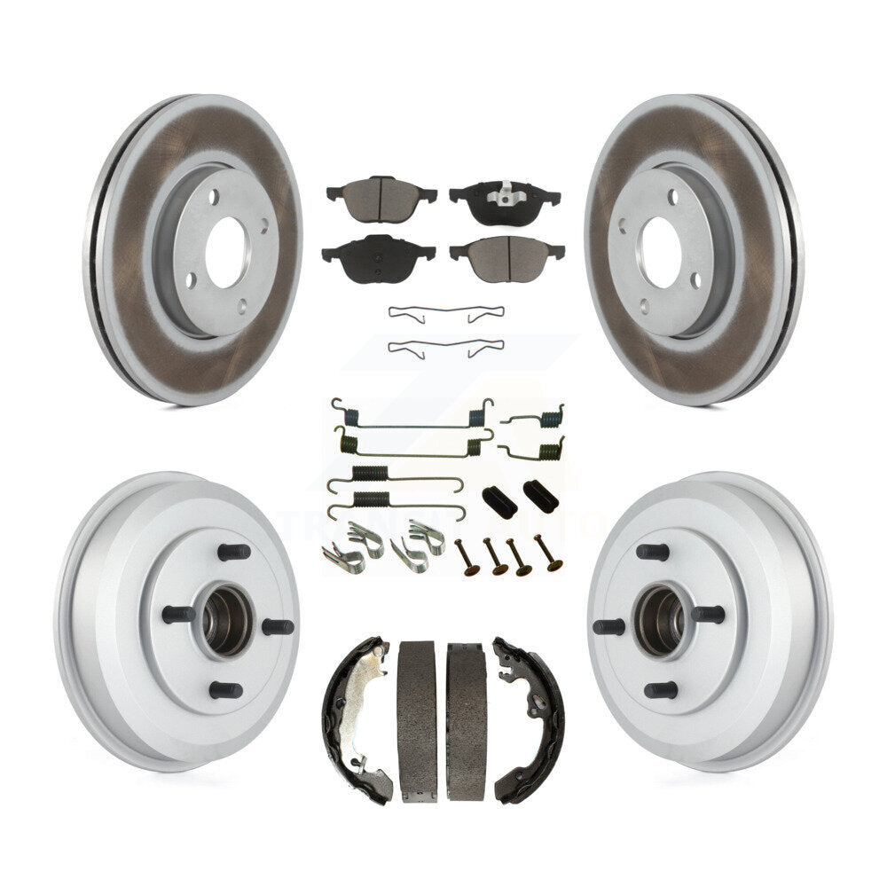 Front Rear Coated Disc Brake Rotor Ceramic Pad And Drum Kit (7Pc) For Ford Focus