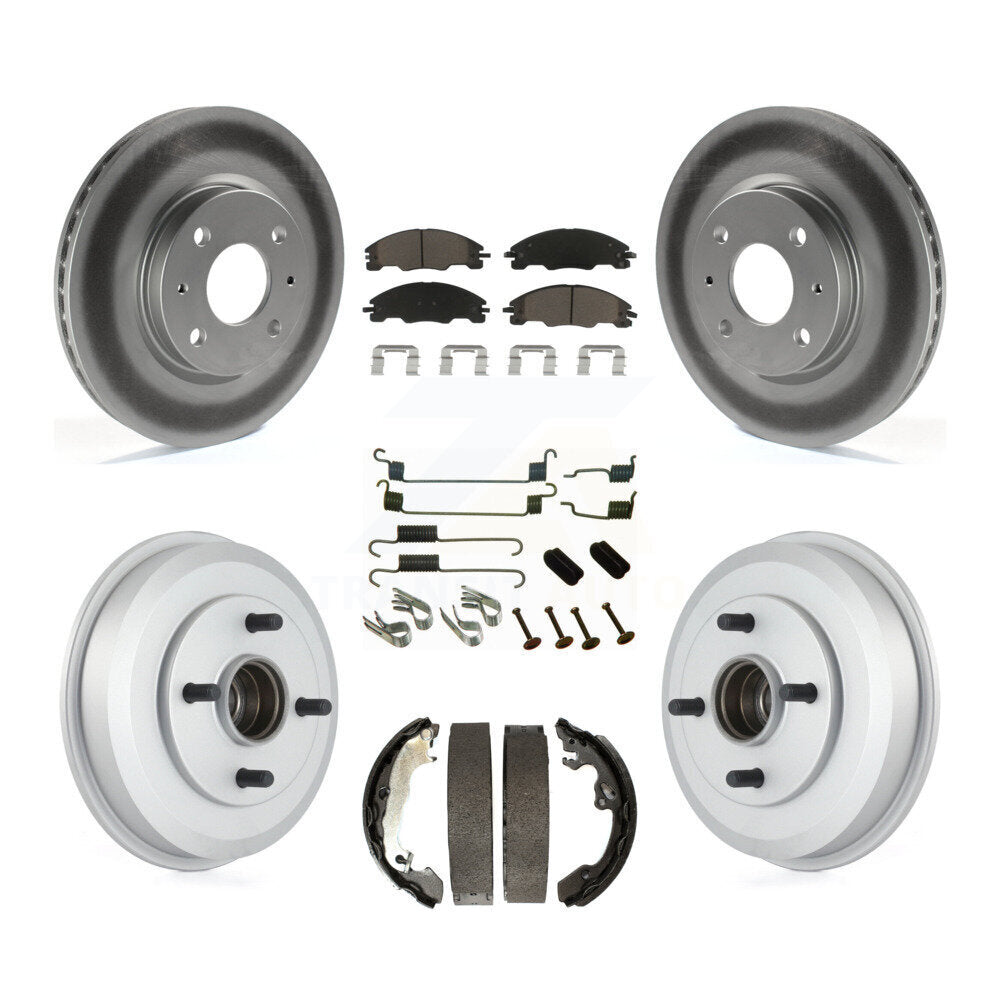 Front Rear Coated Disc Brake Rotor Ceramic Pad And Drum Kit (7Pc) For Ford Focus