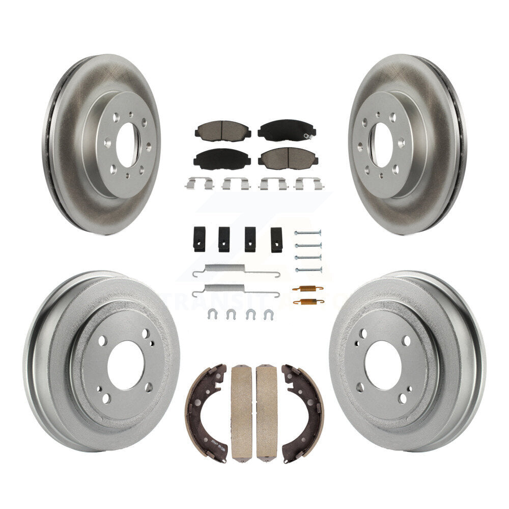 Front Rear Coat Brake Rotors Ceramic Pad Drum Kit (7Pc) For Honda Civic Acura EL