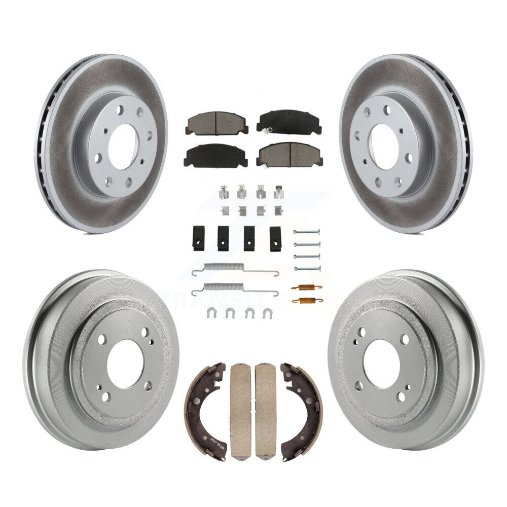 Front Rear Coated Disc Brake Rotors Ceramic Pad & Drum Kit (7Pc) For Honda Civic