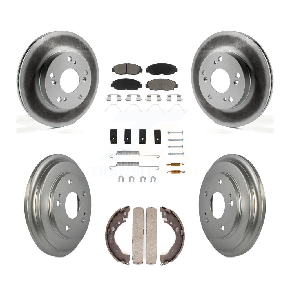Front Rear Coated Disc Brake Rotors Ceramic Pad & Drum Kit (7Pc) For Honda Civic