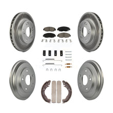 Charger l'image dans la galerie, Front Rear Coated Disc Brake Rotors Ceramic Pad &amp; Drum Kit (7Pc) For Honda Civic