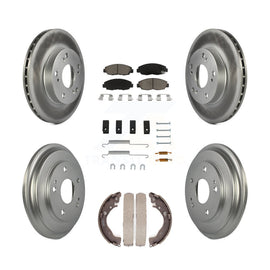 Front Rear Coated Disc Brake Rotors Ceramic Pad & Drum Kit (7Pc) For Honda Civic