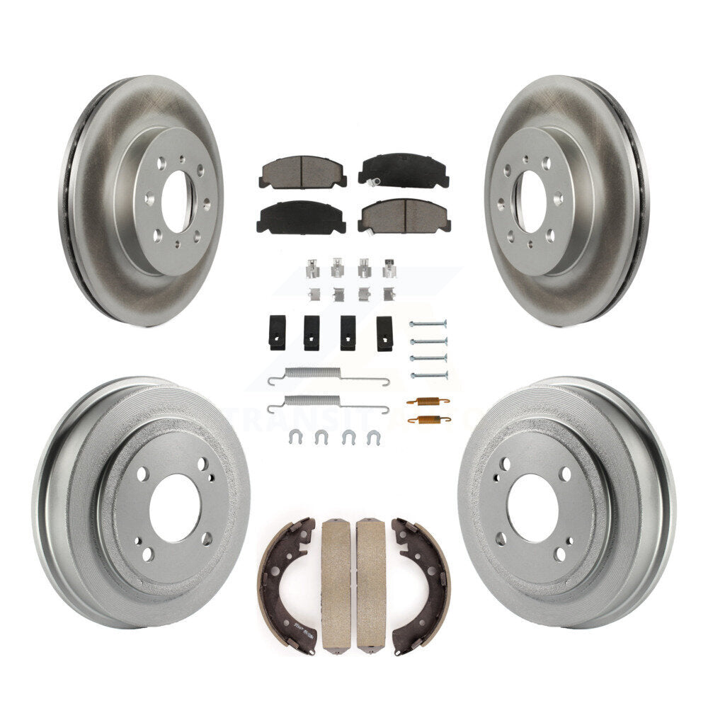 Front Rear Coated Disc Brake Rotors Ceramic Pad & Drum Kit (7Pc) For Honda Civic