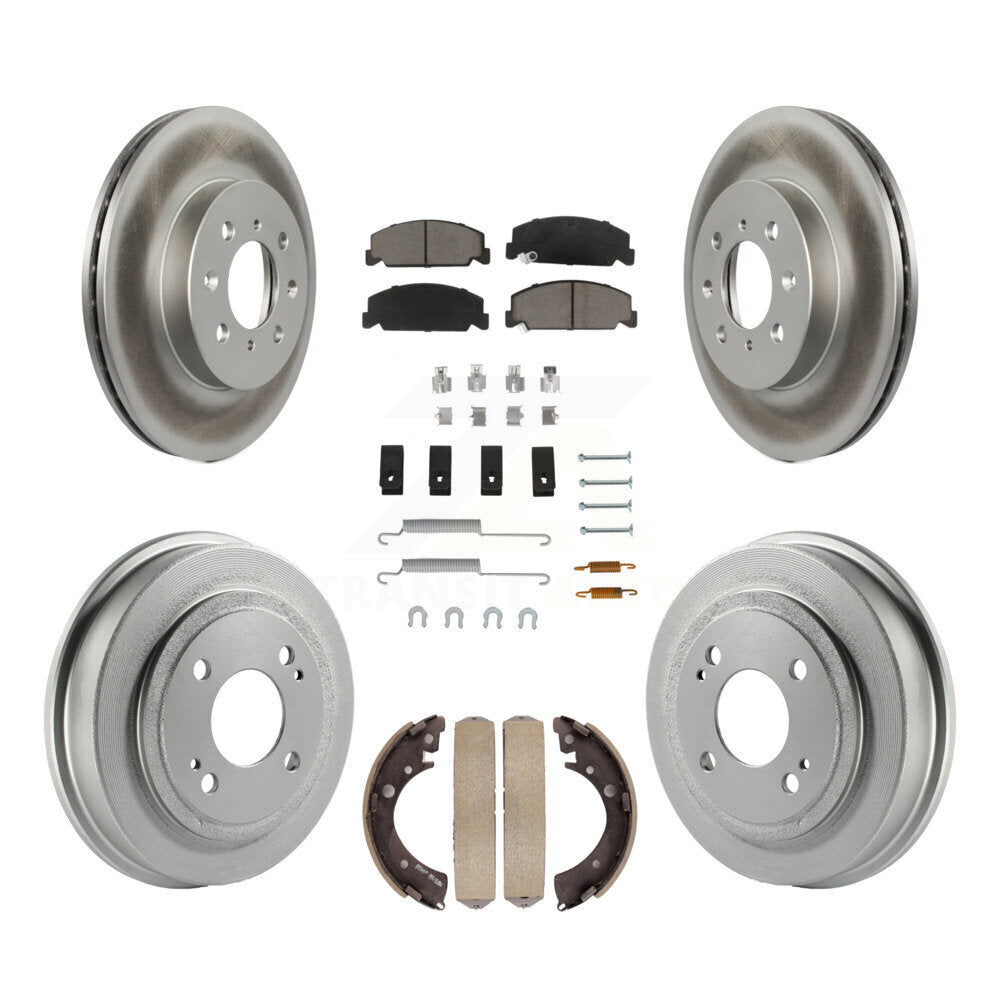 Front Rear Coated Disc Brake Rotors Ceramic Pad & Drum Kit (7Pc) For Honda Civic