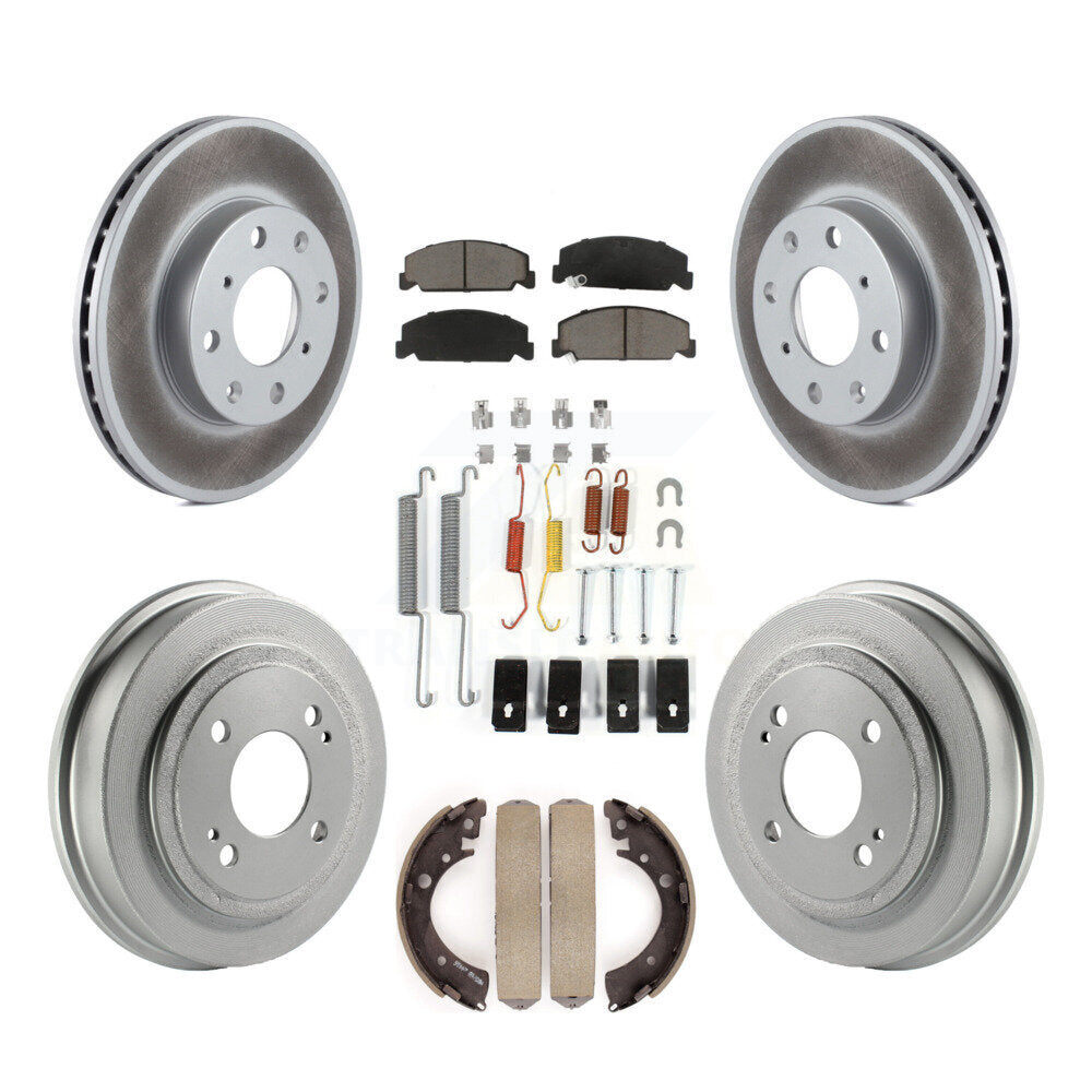 Front Rear Coated Disc Brake Rotors Ceramic Pad & Drum Kit (7Pc) For Honda Civic