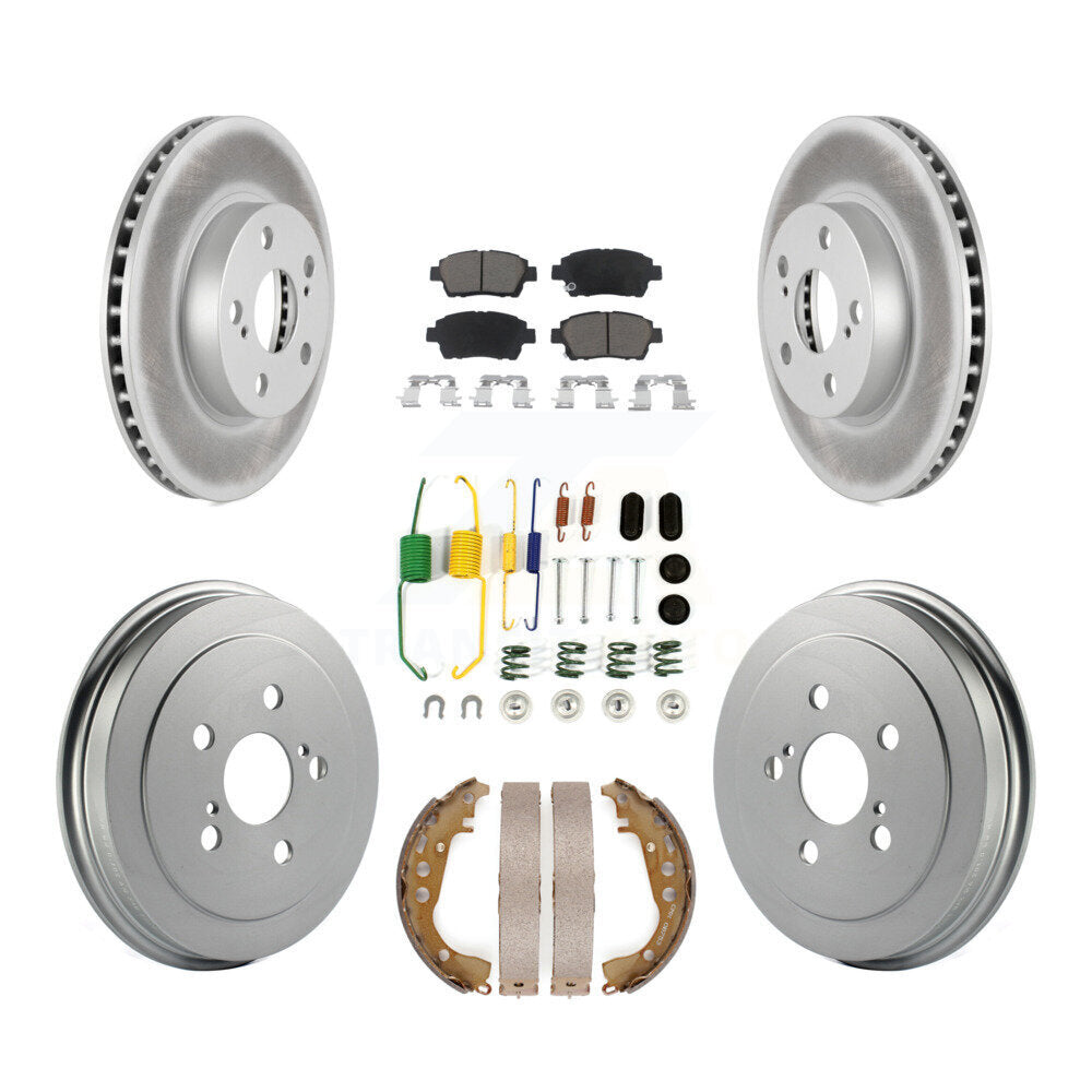 [Front+Rear] 2008 Toyota Prius Coated Rotor Drum Brake Kit & Ceramic Pads For Max Braking