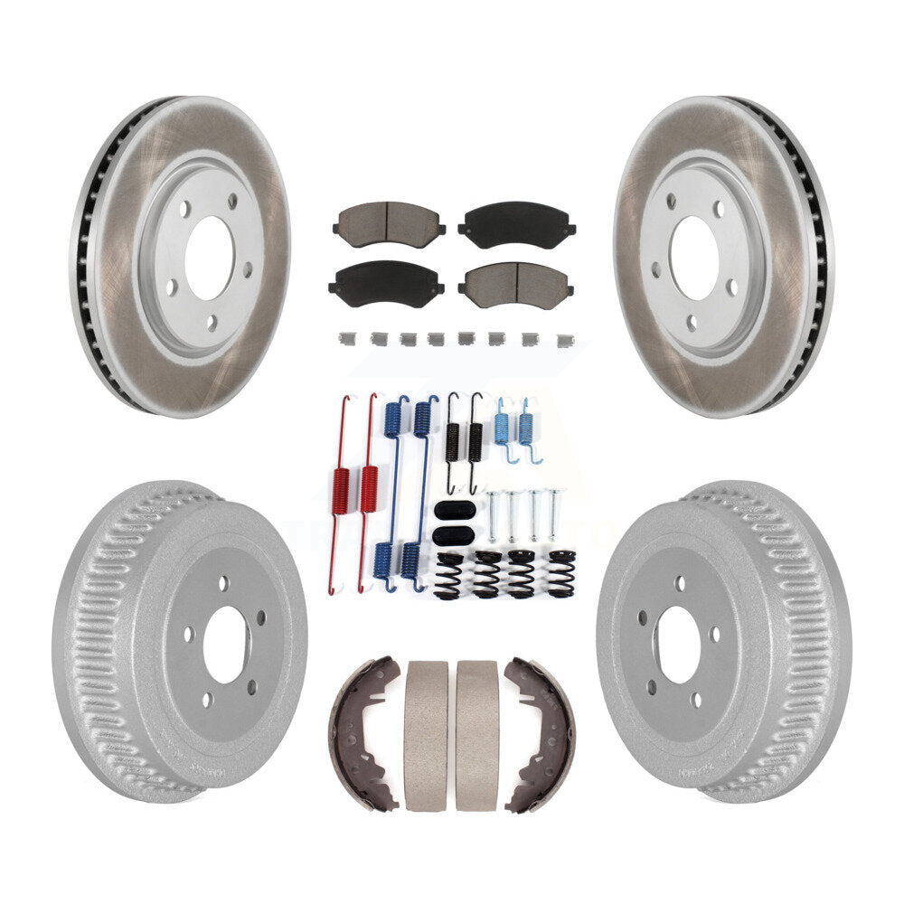 Front Rear Coated Brake Rotor Ceramic Pad Drum Kit (7Pc) For Dodge Grand Caravan