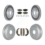 Front Rear Coated Brake Rotor Ceramic Pad Drum Kit For 2016-2021 Chevrolet Spark