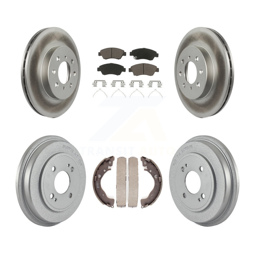 Front Rear Coated Disc Brake Rotors Ceramic Pads And Drum Kit For Honda Fit