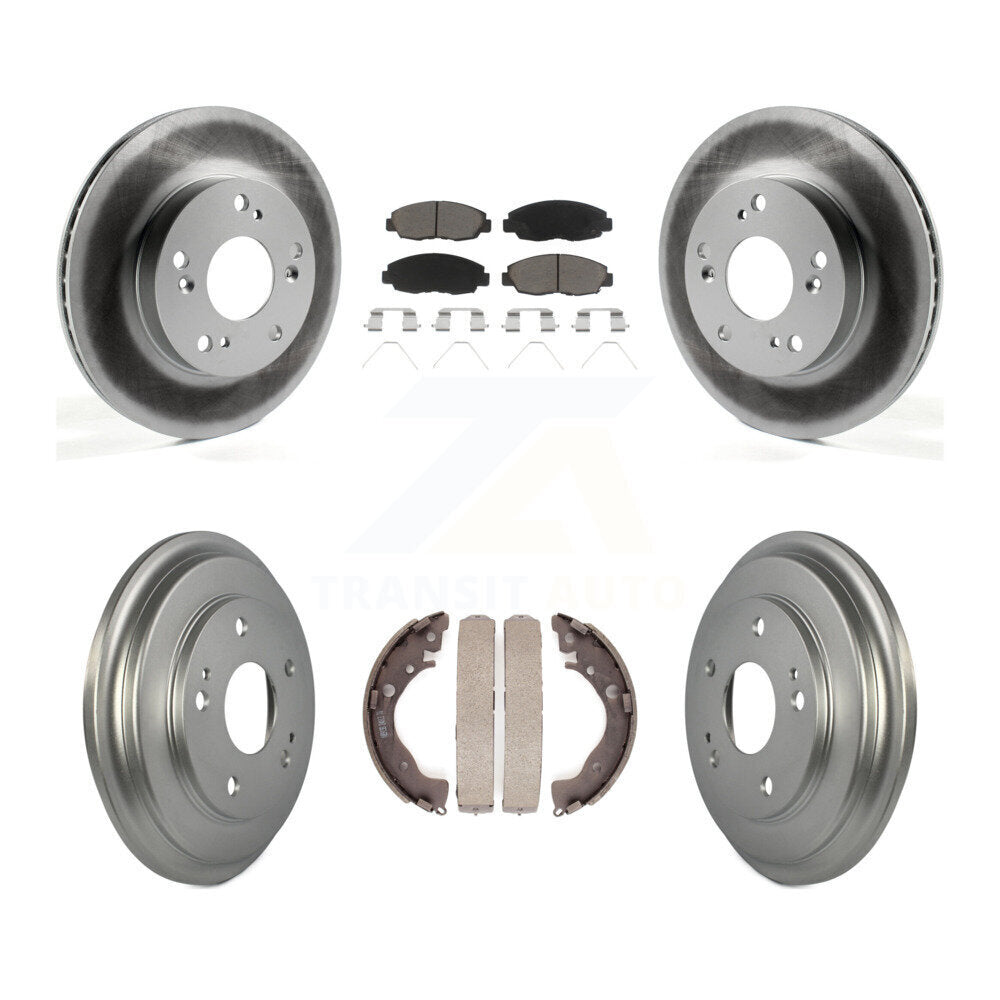 Front Rear Coated Disc Brake Rotors Ceramic Pads And Drum Kit For Honda Civic
