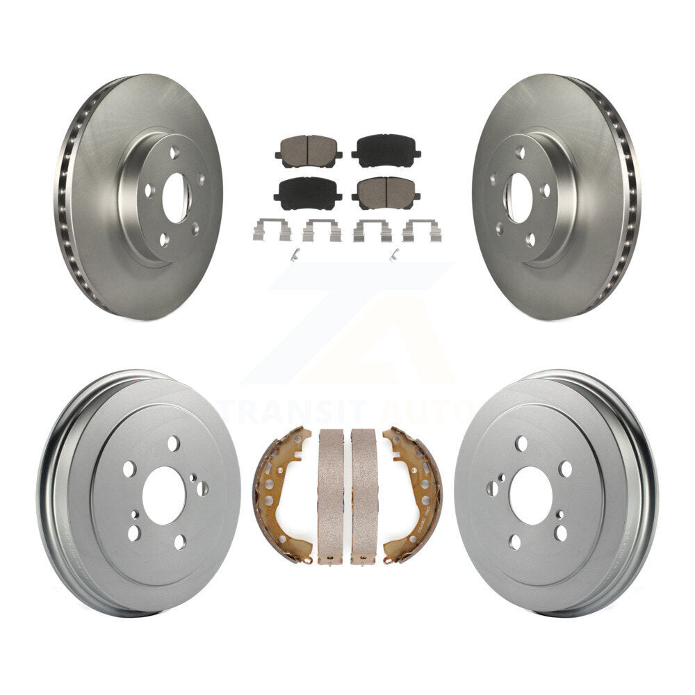 Front Rear Coated Disc Brake Rotors Ceramic Pads And Drum Kit For Toyota Corolla