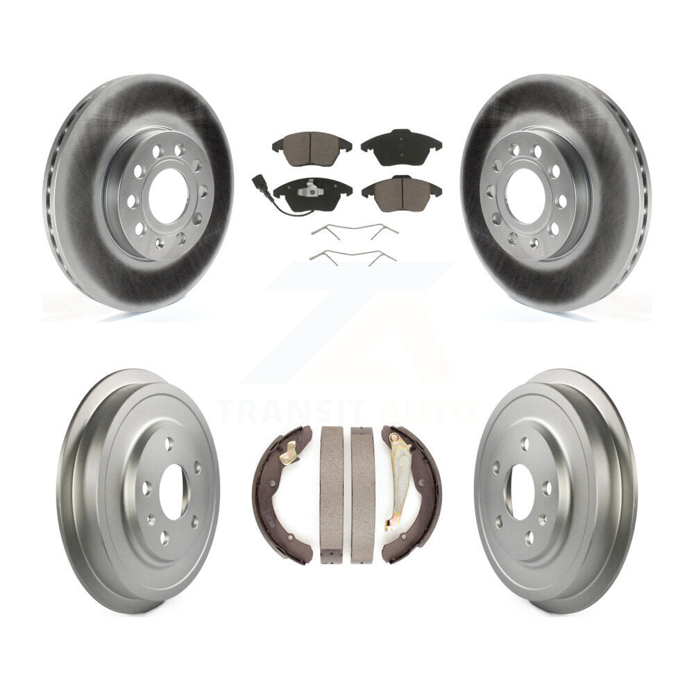 Front Rear Coated Brake Rotor Ceramic Pad & Drum Kit For Volkswagen Jetta Beetle