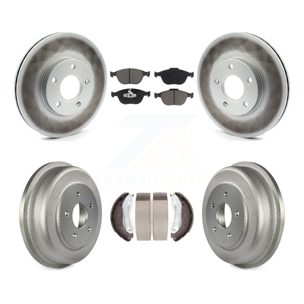 Front Rear Coat Brake Rotors Ceramic Pad Drum Kit For 10-13 Ford Transit Connect