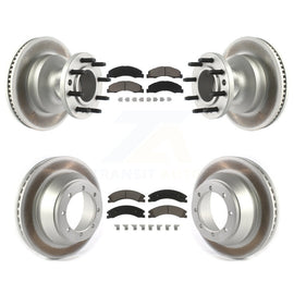 Front Rear Coated Disc Brake Rotor And Ceramic Pad Kit For Ford E-450 Super Duty