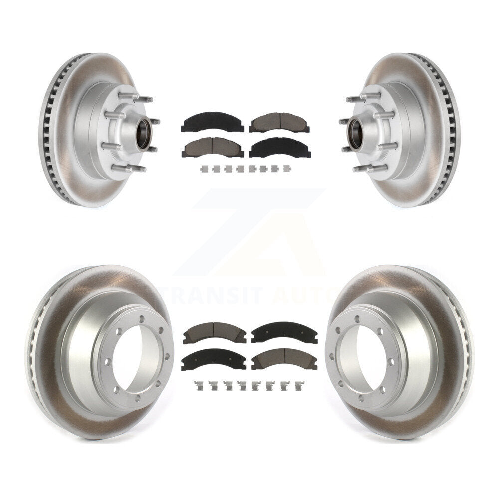 Front Rear Coated Disc Brake Rotor And Ceramic Pad Kit For Ford E-450 Super Duty