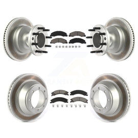 Front Rear Coated Disc Brake Rotor And Ceramic Pad Kit For Ford E-450 Super Duty