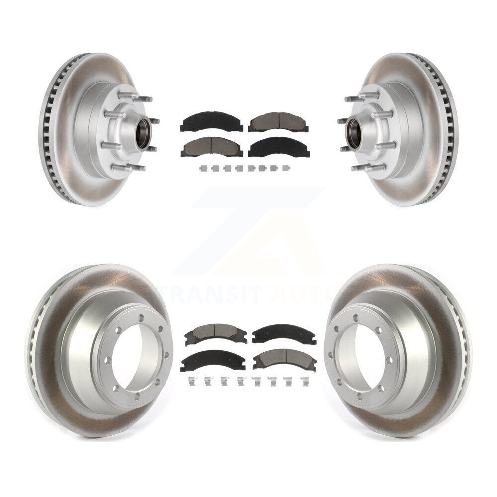 Front Rear Coated Disc Brake Rotor And Ceramic Pad Kit For Ford E-450 Super Duty