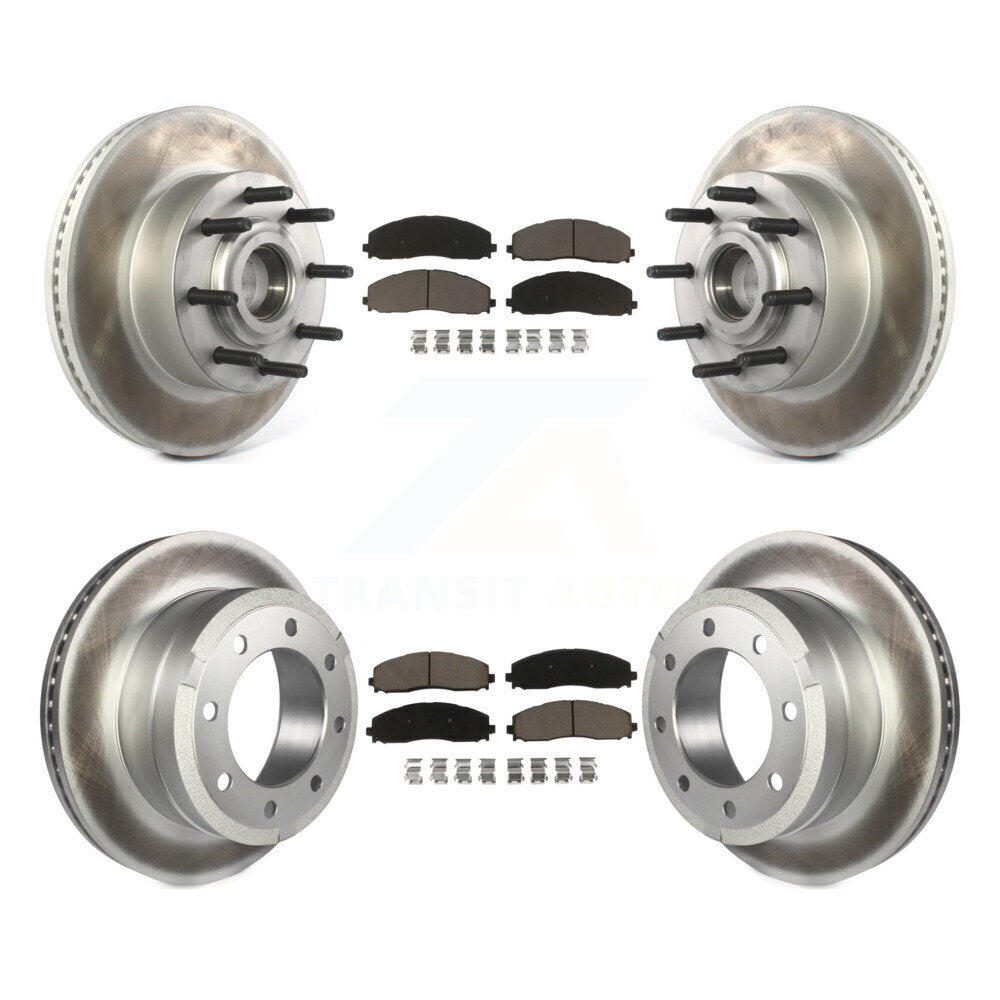 Front Rear Coat Disc Brake Rotor Ceramic Pad Kit For Ford F-250 Super Duty F-350